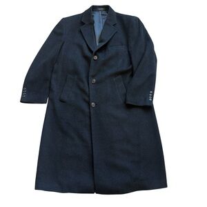 VINTAGE! 90s Ralph Lauren x Chaps Over Coat Mens 48L Black Wool Cashmere Formal